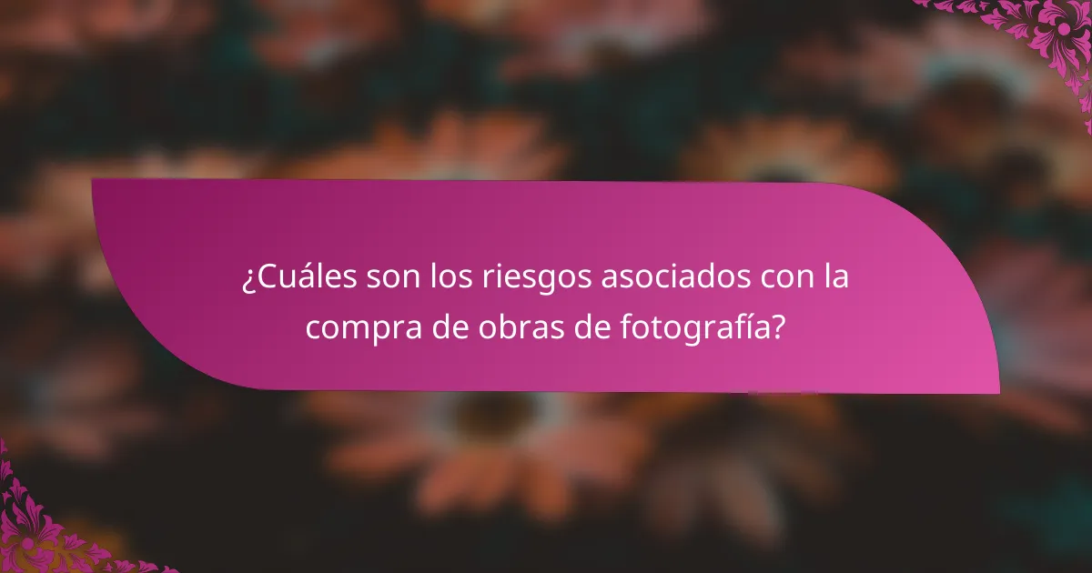 ¿Cuáles son los riesgos asociados con la compra de obras de fotografía?
