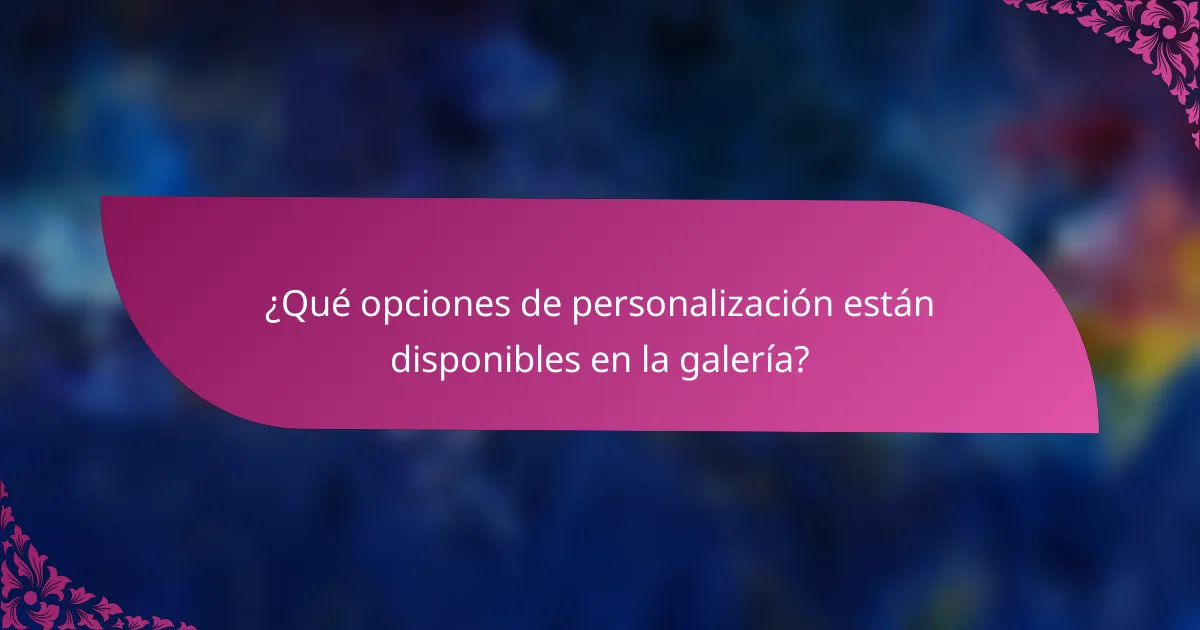 ¿Qué opciones de personalización están disponibles en la galería?
